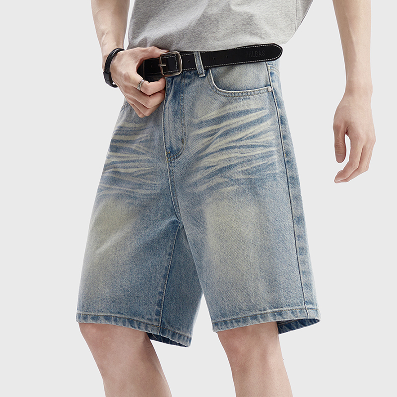 Streetwear Brand Pants - Vintage Washed Denim Shorts Men's Loose