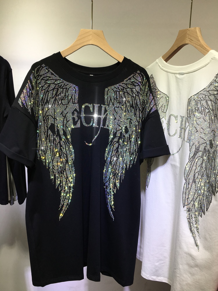 L-4XL Oversize Rhinestone Ange - đánh giá và giá Streetwear Brand Shirts