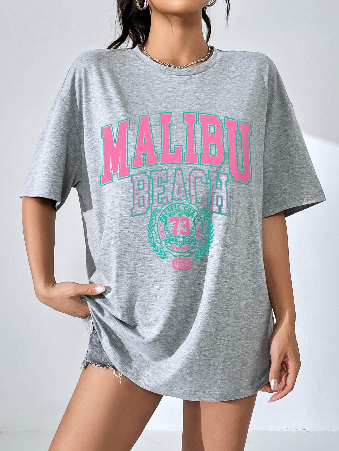 Malibu Beach Letter Print Prin - đánh giá và giá Streetwear Brand Shirts