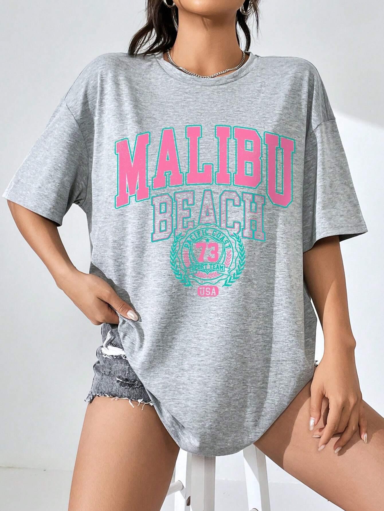 Malibu Beach Letter Print Prin - đánh giá và giá Streetwear Brand Shirts