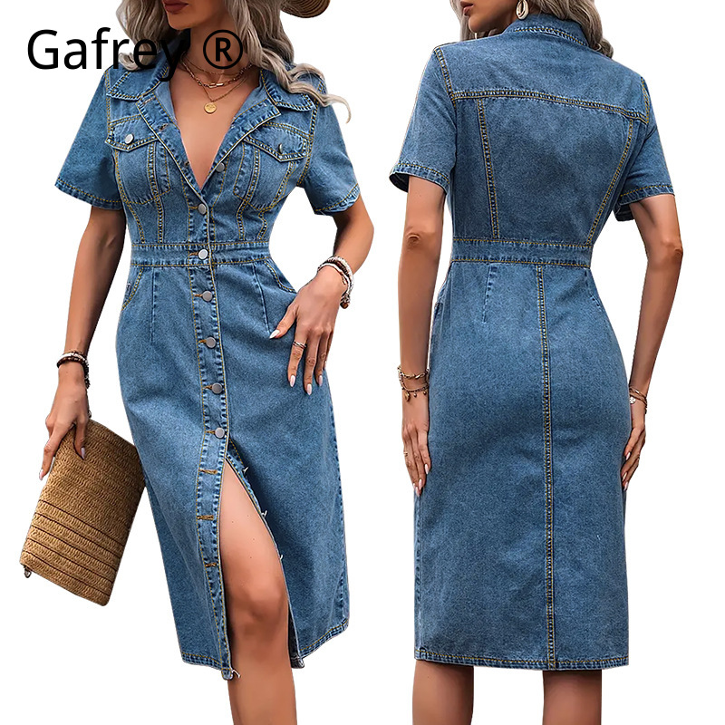 Plus Size Women Lapel Denim Dr - đánh giá và giá Streetwear Brand Pants