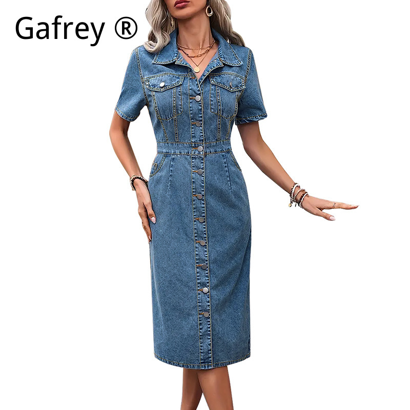 Plus Size Women Lapel Denim Dr - đánh giá và giá Streetwear Brand Pants