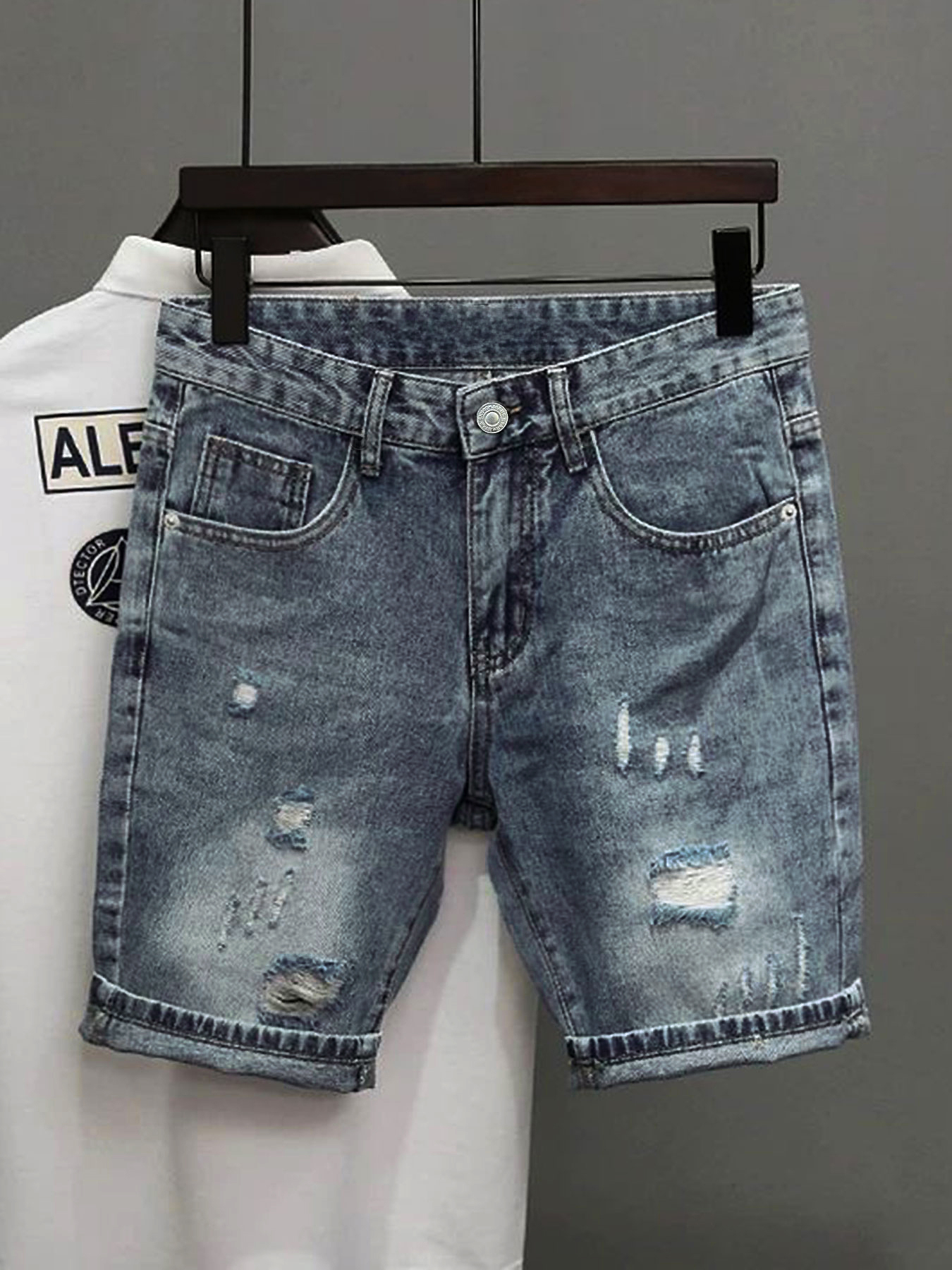 Light Blue Denim Shorts Men's  - đánh giá và giá Streetwear Brand Pants